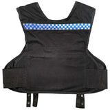 rear of second chance black overt bulletproof body armour