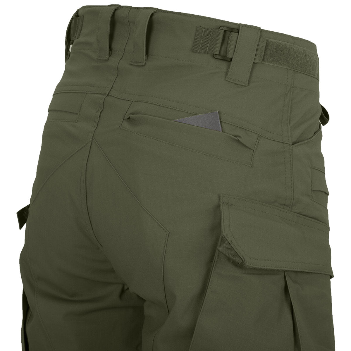 rear pocket and reinforced seat on olive helikon sfu next trousers mk2