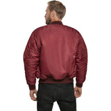 rear view of brandit burgundy ma1 bomber jacket