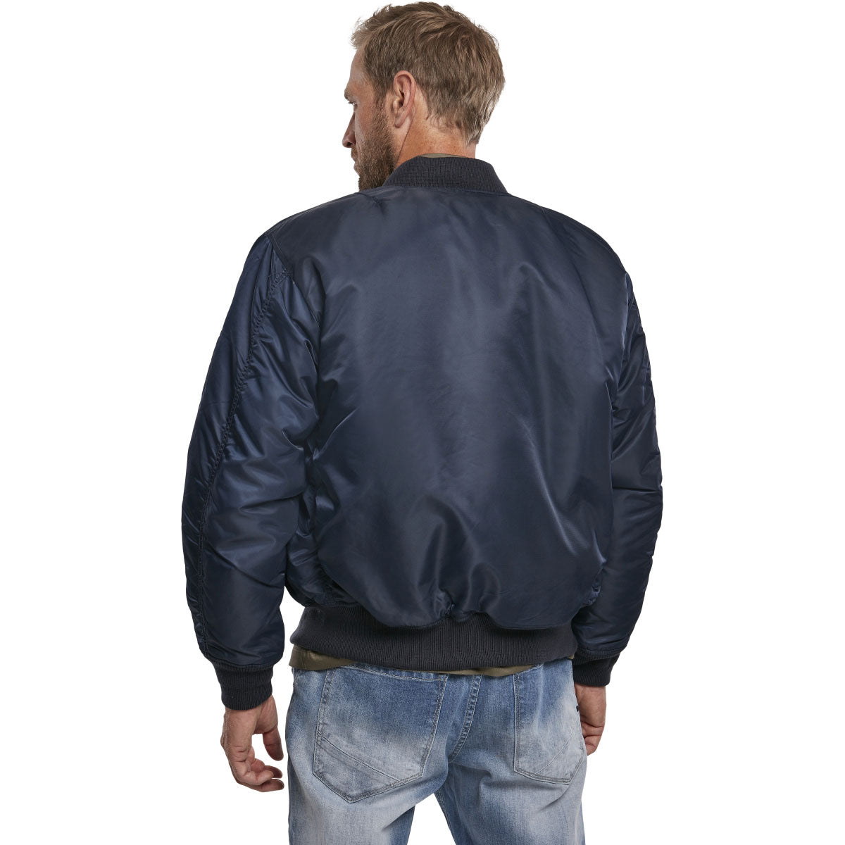 rear view of brandit dark navy ma1 bomber jacket