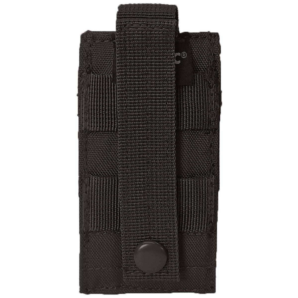 rear view of mil tec black single pistol ammo pouch