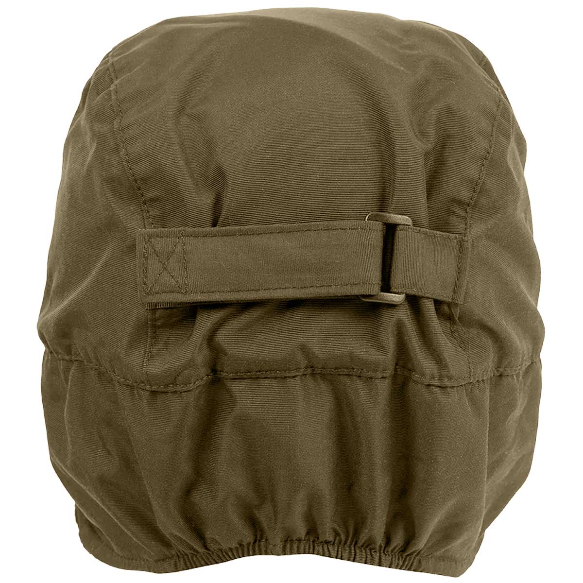 rear view of olive green highlander winter waterproof hat