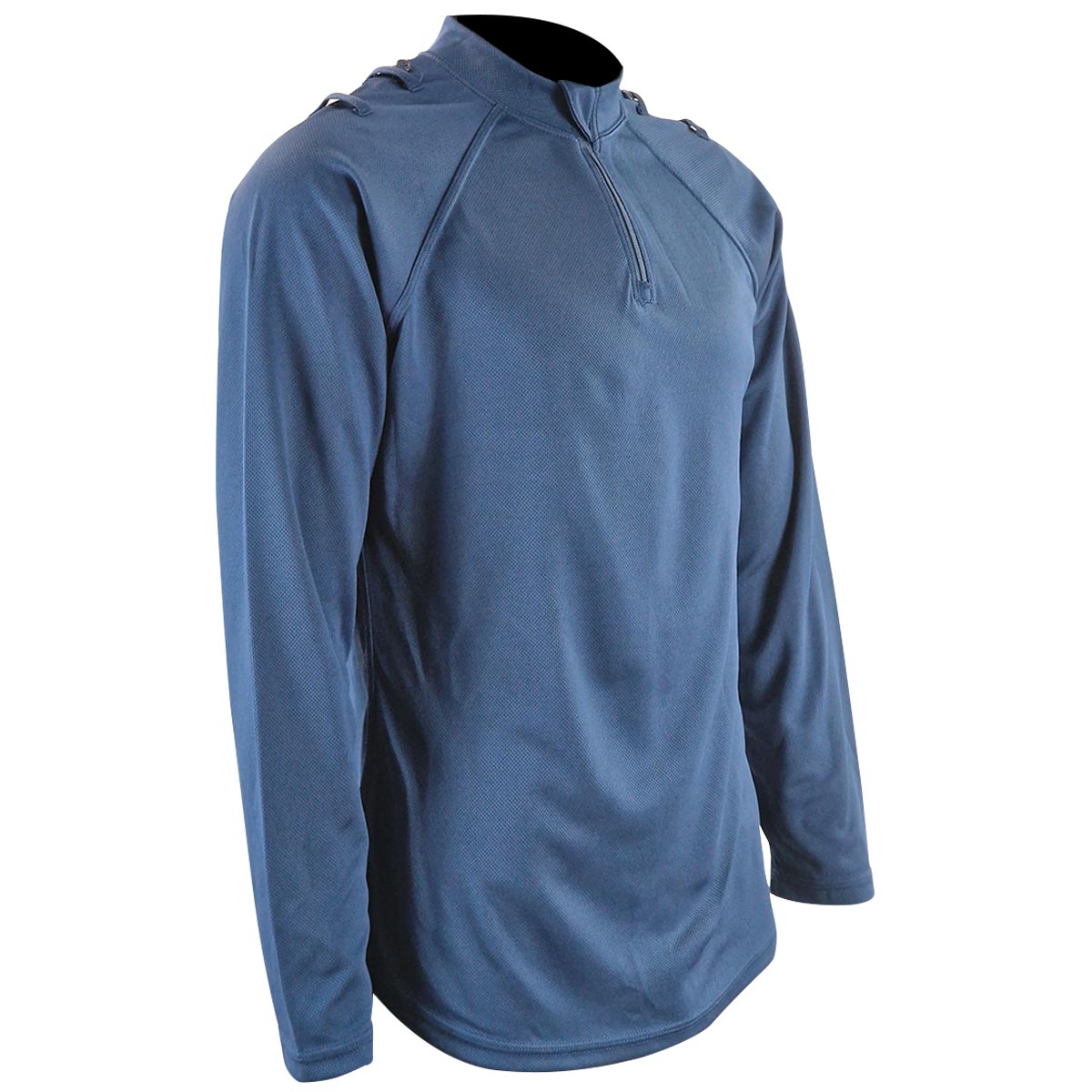 side angle of used female pcso blue long sleeve tshirt with loop rank