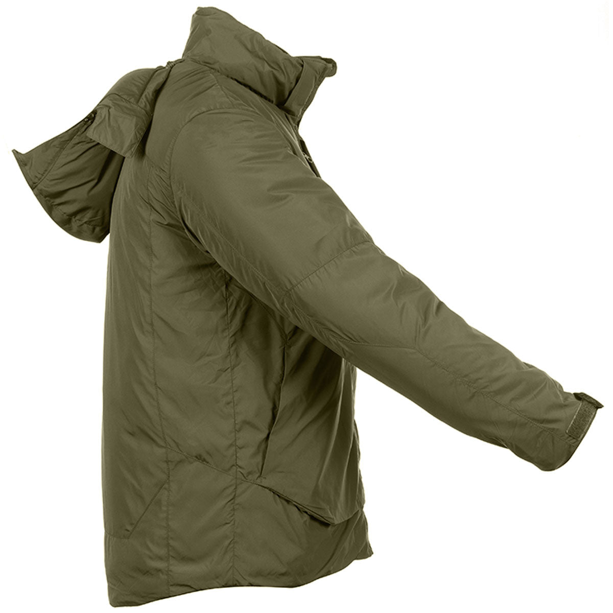 side profile of spearhead olive jacket from snugpak