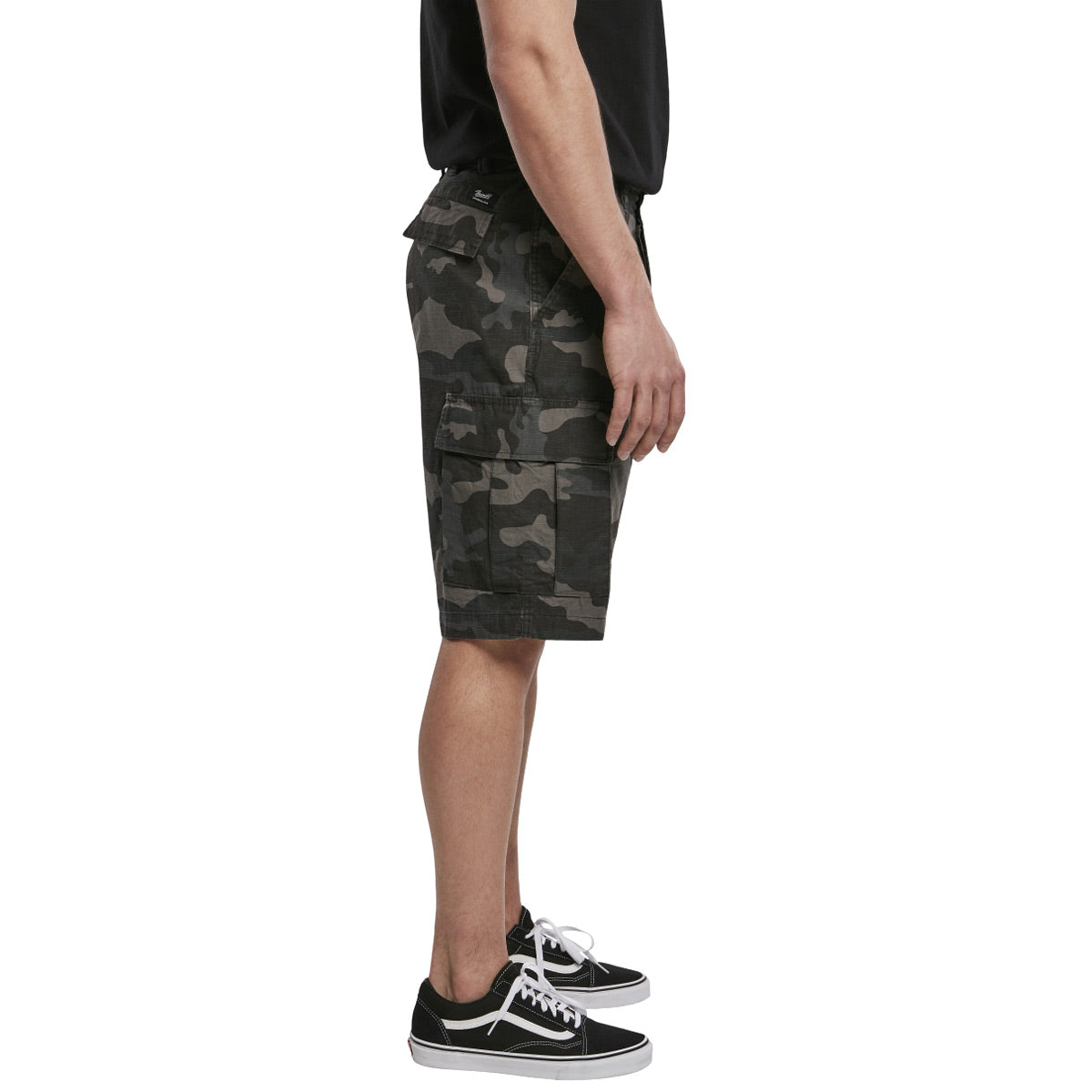 side view of brandit bdu ripstop dark camo shorts