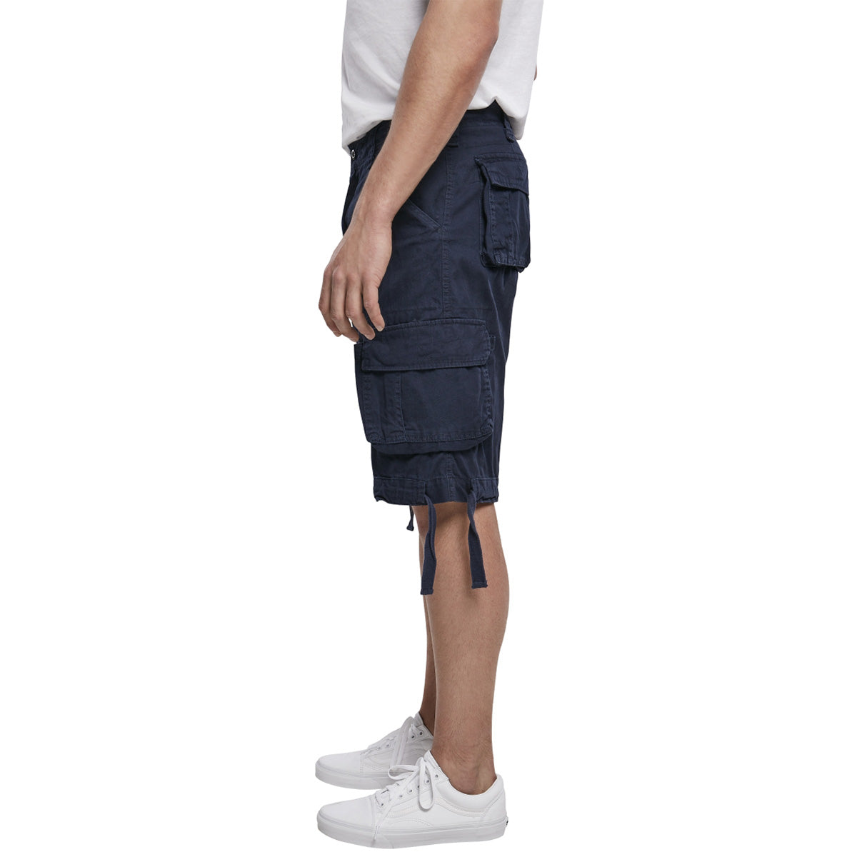 side view of brandit navy urban legend shorts