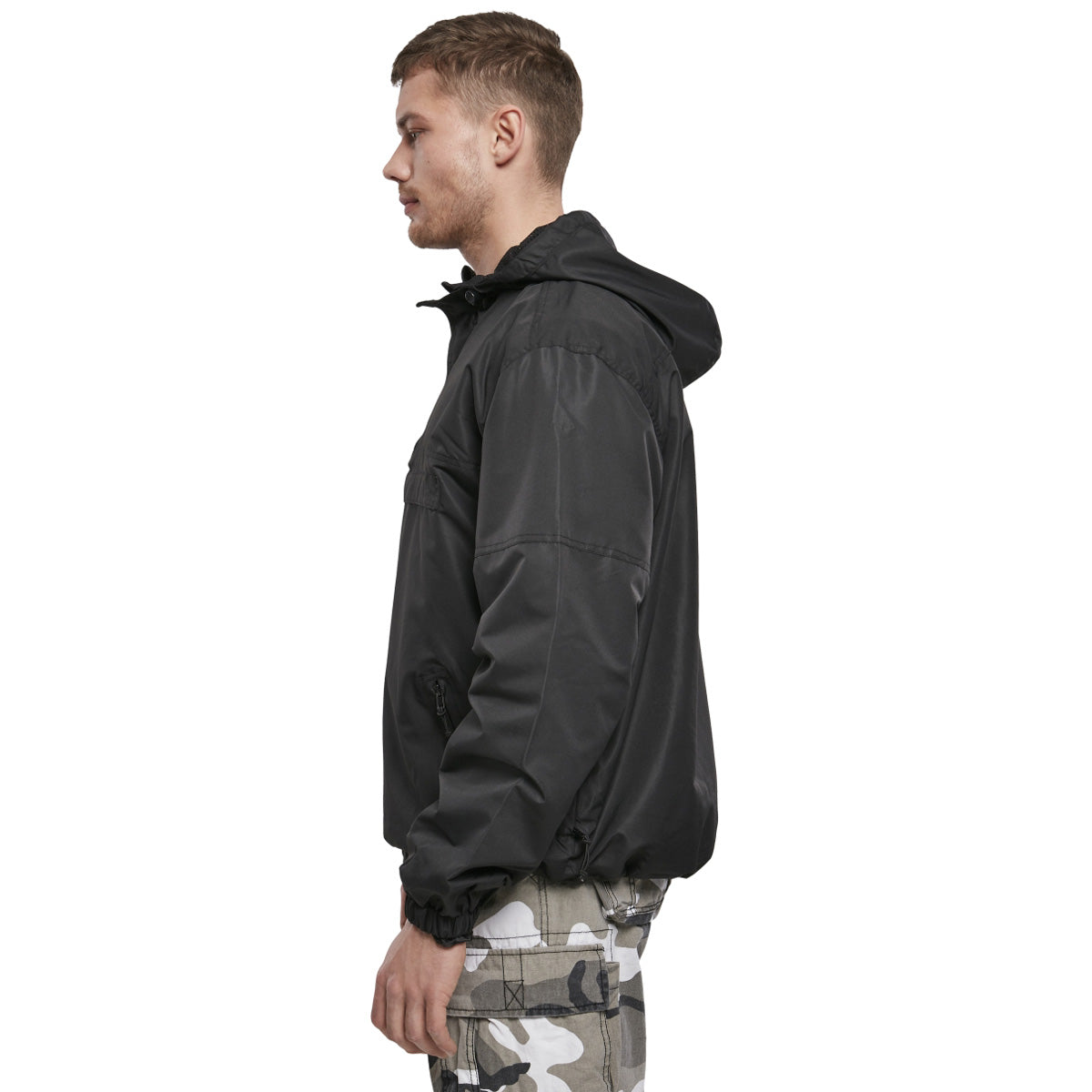 side view of brandit summer black windbreaker