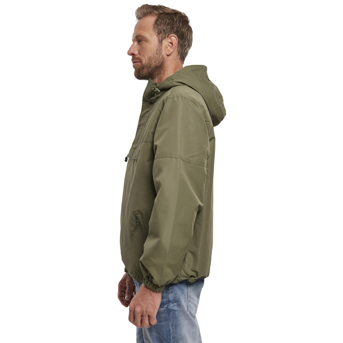 side view of brandit summer olive windbreaker