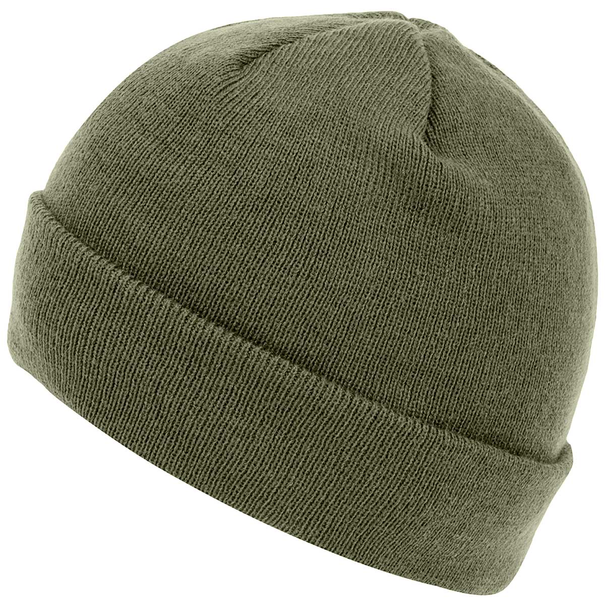 side view of ranger green thinsulate lining highlander beanie watch hat