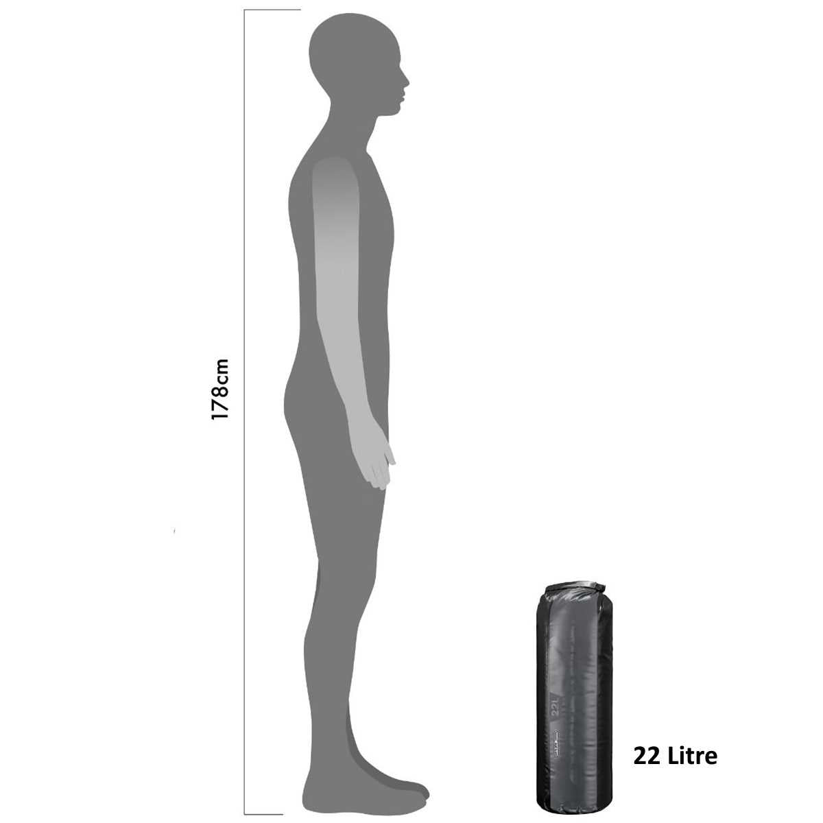 size comparison of 22l ortlieb pd350 medium weight drybag