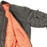 sleeve pocket and orange lining of mfh urban grey us ma1 flight jacket