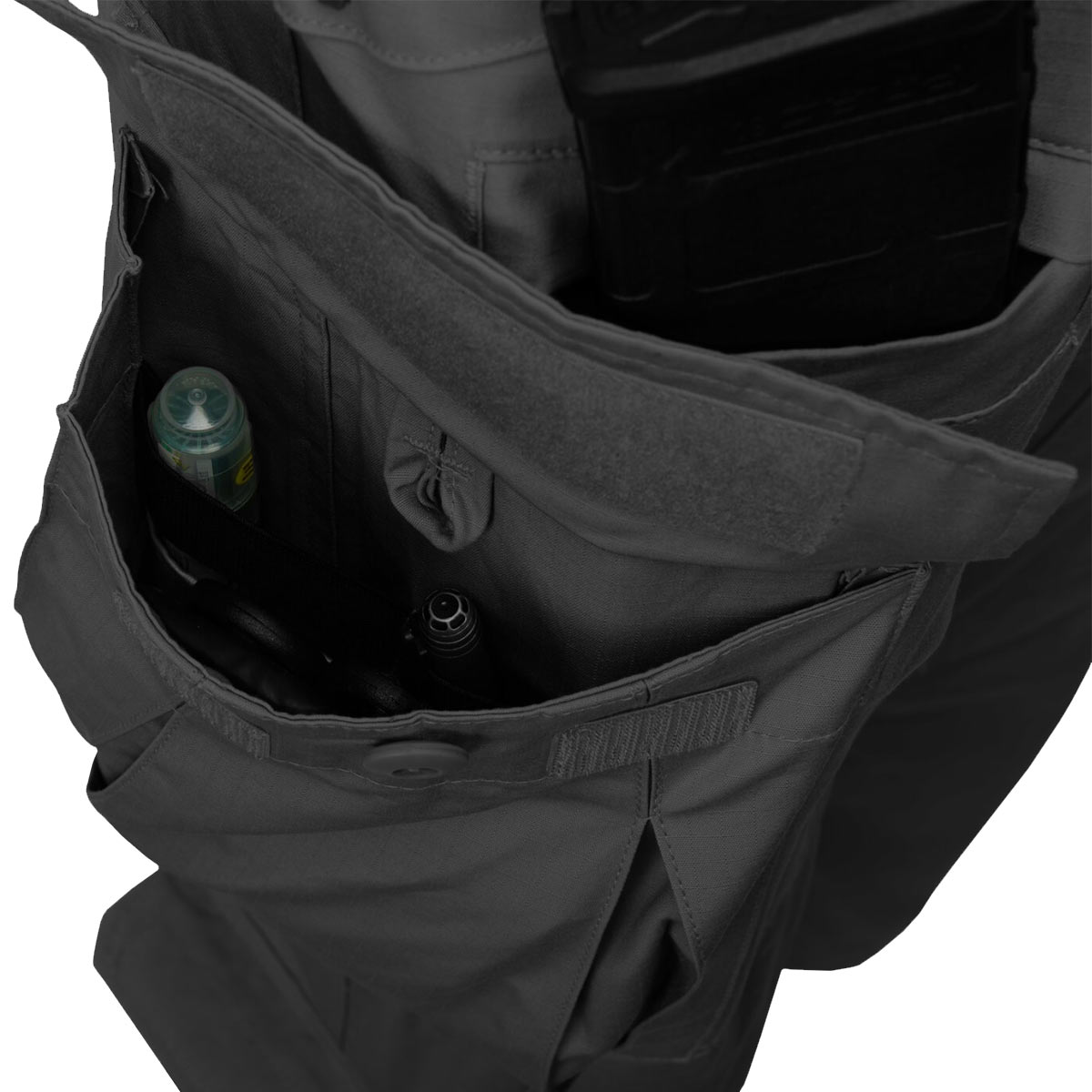 thigh cargo pocket on helikon black sfu next trousers