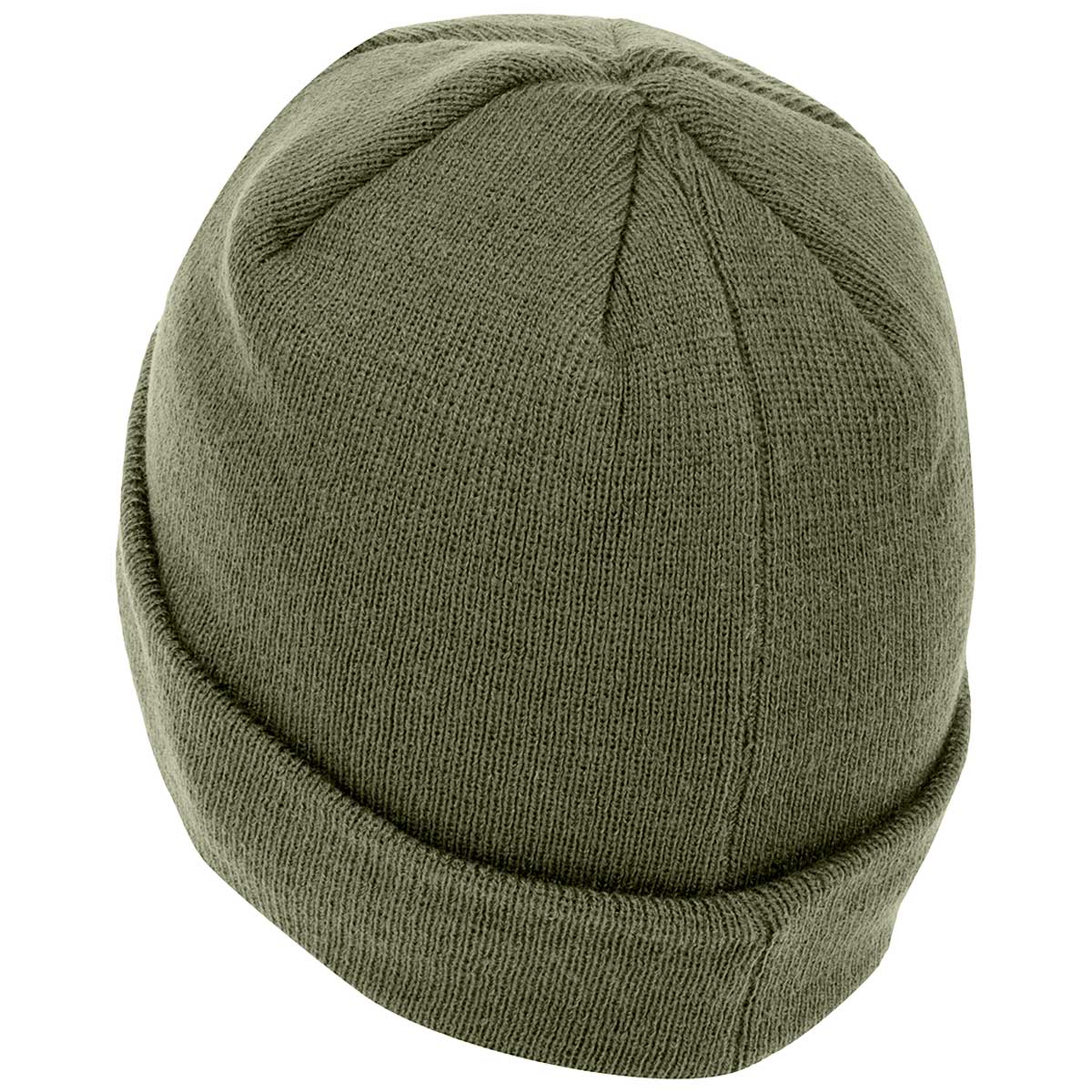 top angle of ranger green highlander watch hat beanie