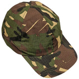 top angle view of dpm camo kombat kids baseball cap