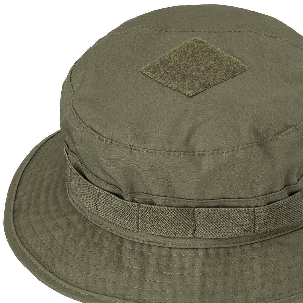 top velcro patch and elastic loops on helikon cpu green boonie hat