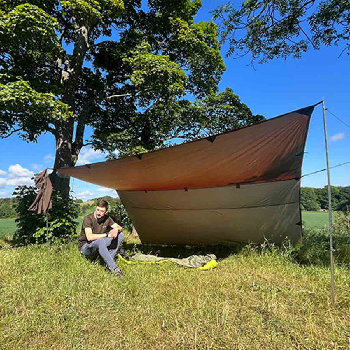 windshed wedge setup of brown dd hammocks tarp 3.5 x 3.5