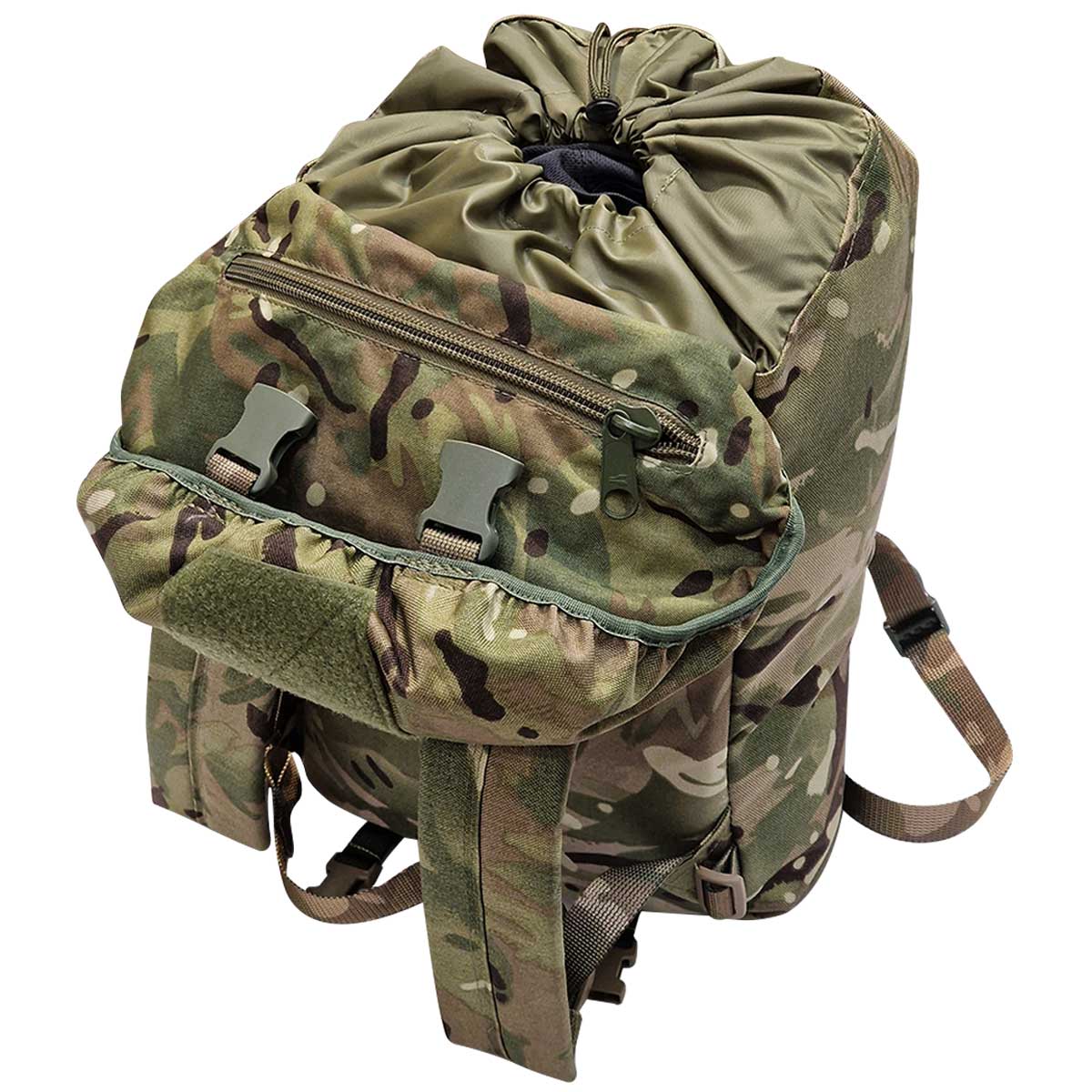 zipped pocket on elasticated hood on marauder mtp 20l patrol pack