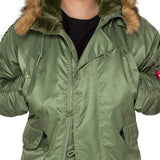 hand warmer pockets on green n3b parka