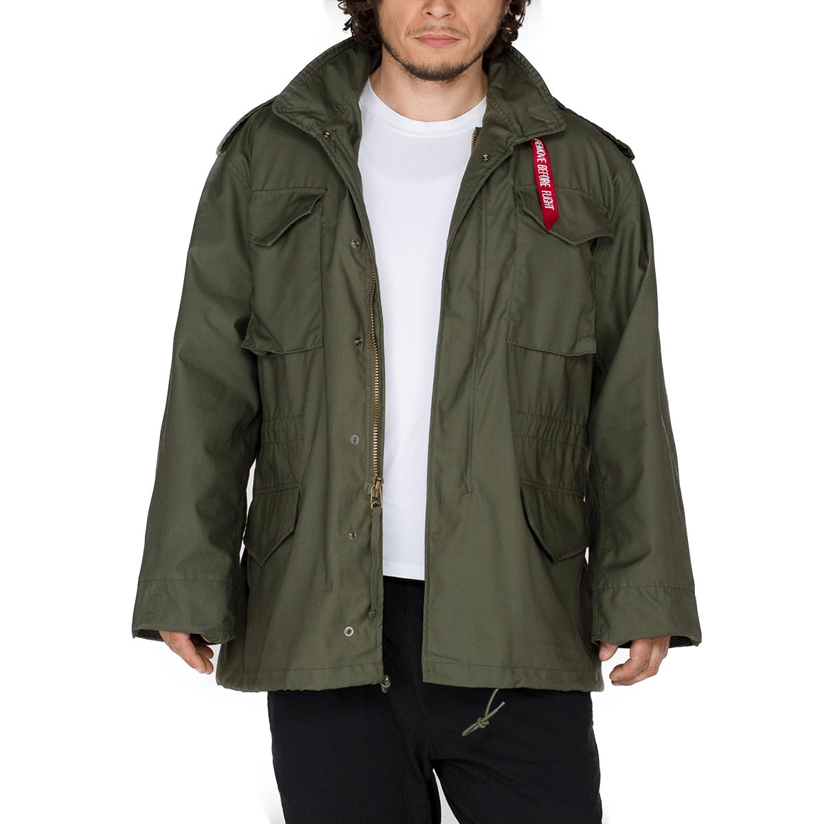 alpha m65 jacket olive green zip press studs