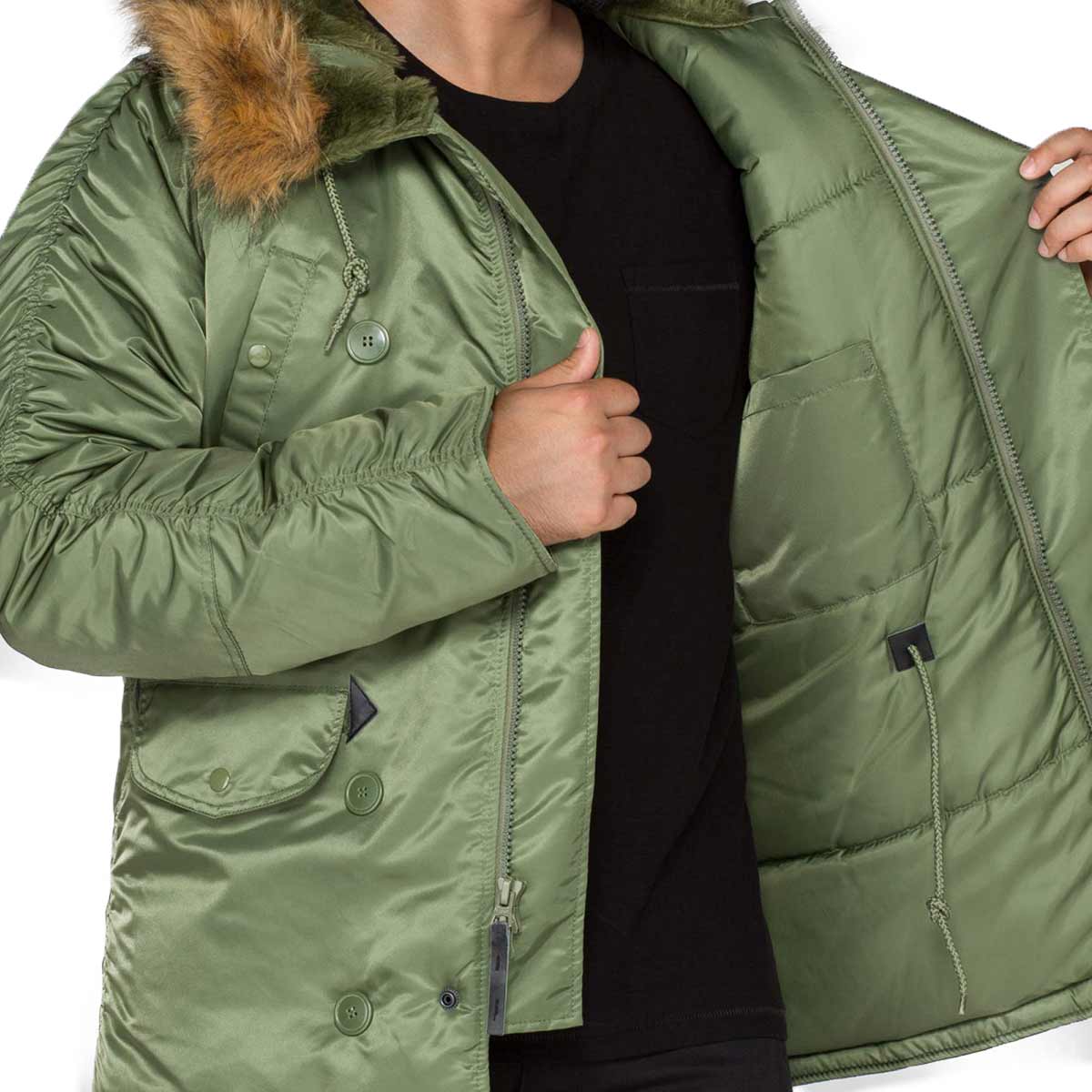 lining of alpha n3b parka sage green