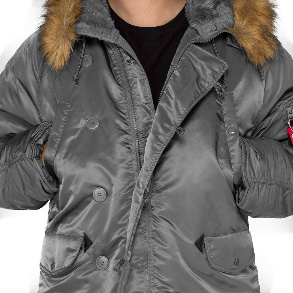 Alpha Industries N3B Faux Fur Hooded Parka Gunmetal Grey | Military Kit