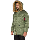 hood up alpha n3b parka vf 59 sage green