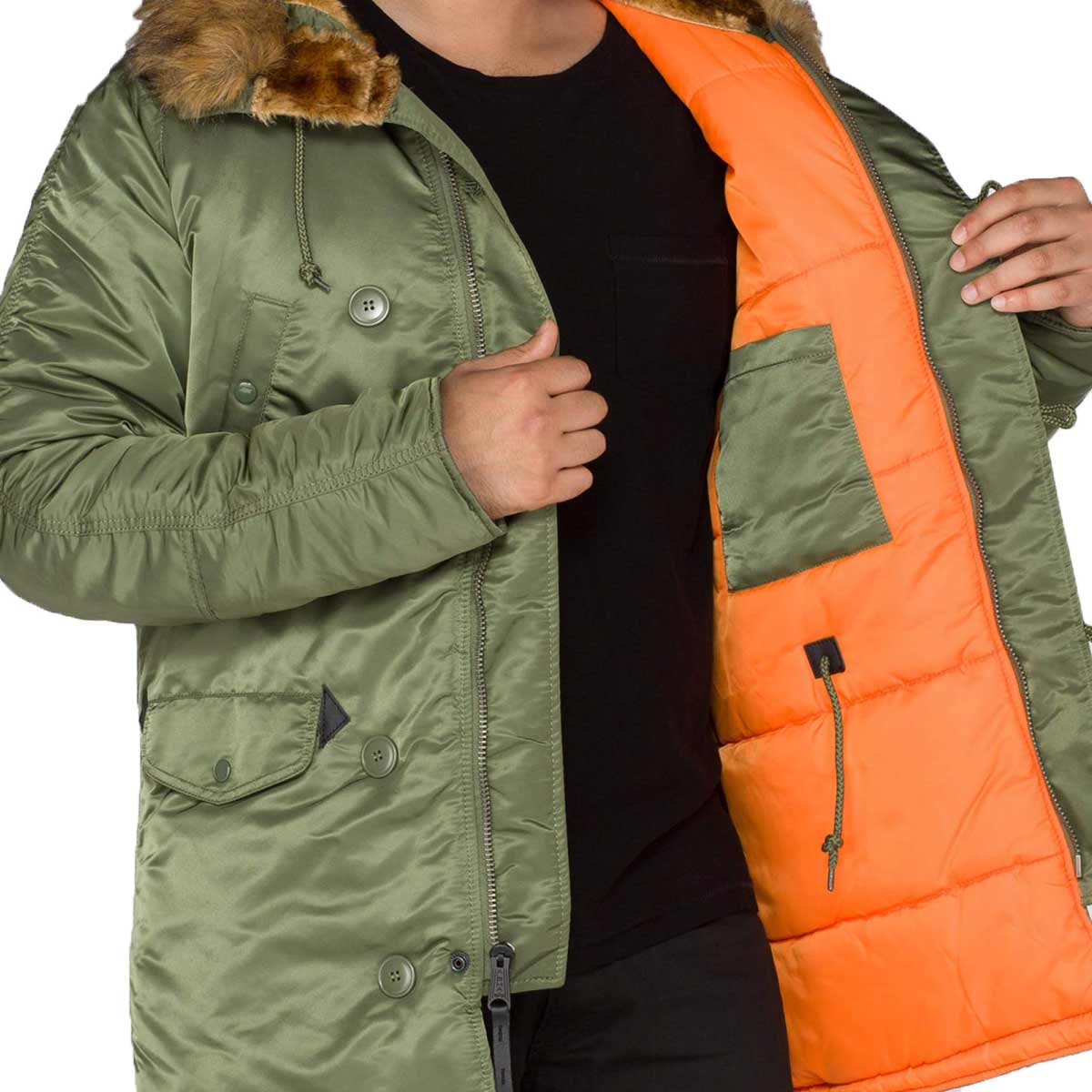 orange lining in alpha n3b parka vf 59 green