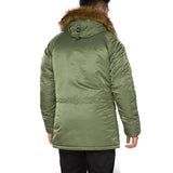 rear view of sage green alpha n3b vf59 parka