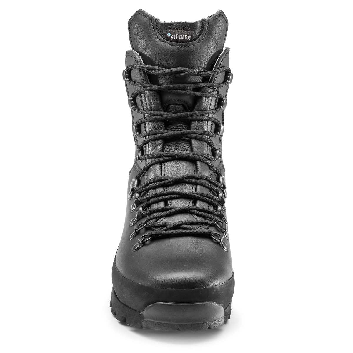 front view of altberg warrior aqua black boots