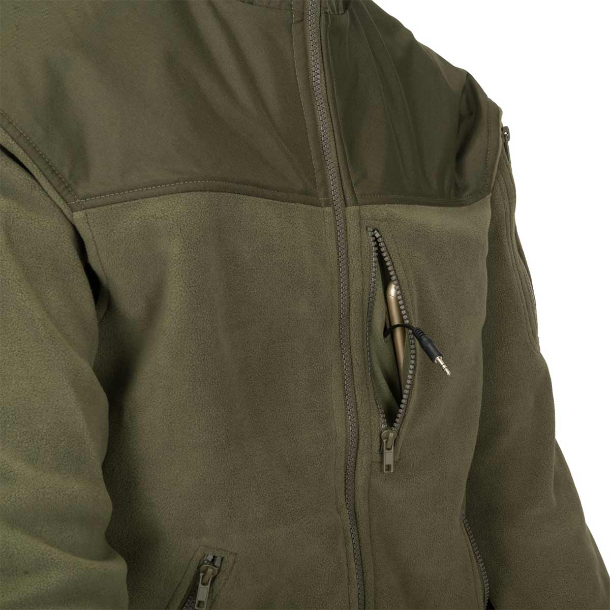 breast pocket olive green classic fleece helikon zipped