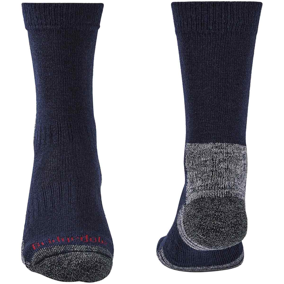 front back of bridgedale lightweight boot sock navy