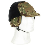 British Army Goretex Cold Weather Cap Flaps Up MTP Camo Black Interior