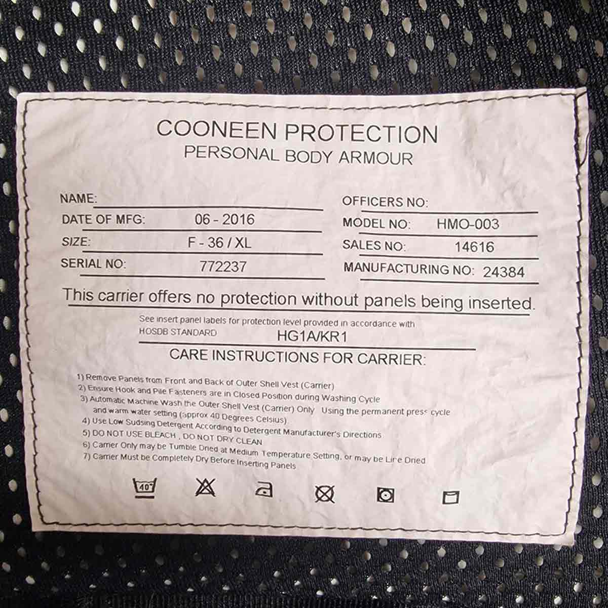 cooneen female bulletproof stab vest care instructions