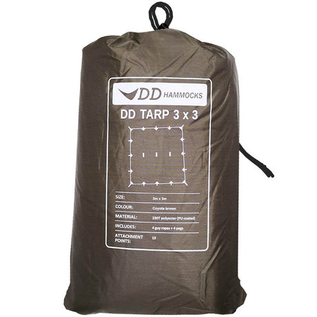 dd hammock tarp 3x3 coyote brown stuff sack