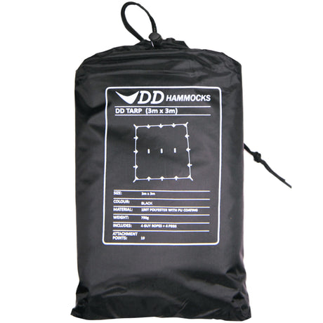 dd hammock tarp 3x3 black stuff sack