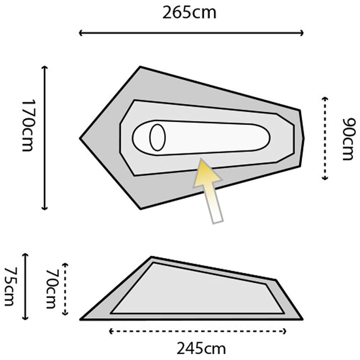 dimensions of highlander blackthorn 1 man black tent