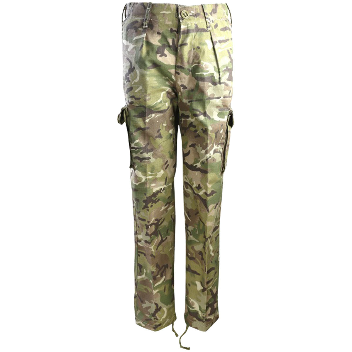 front view of kombat kids combat trousers btp camo