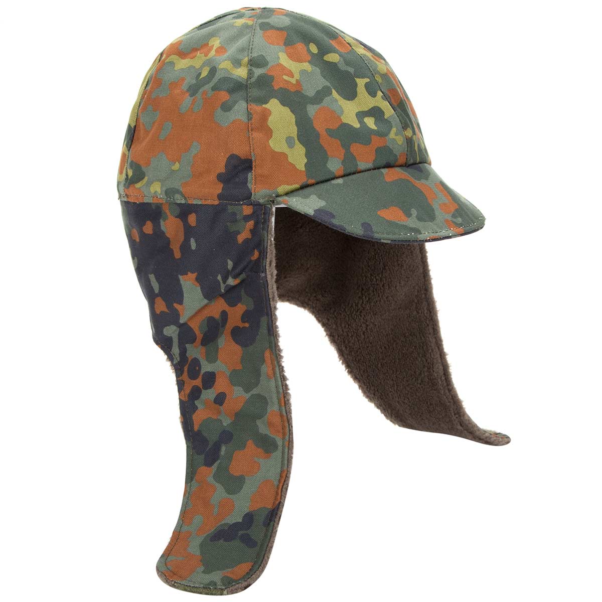 flaps down german winter cap flecktarn