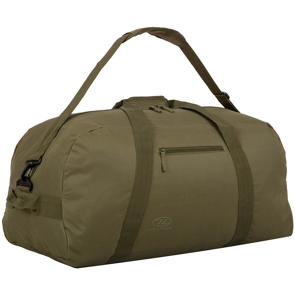 highlander cargo bag 65l olive green angle strap