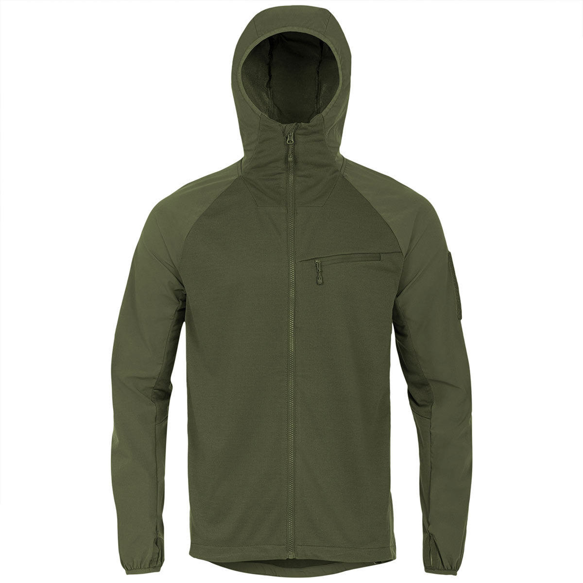 Front View of Highlander Hirta Hybrid Jacket Olive Green