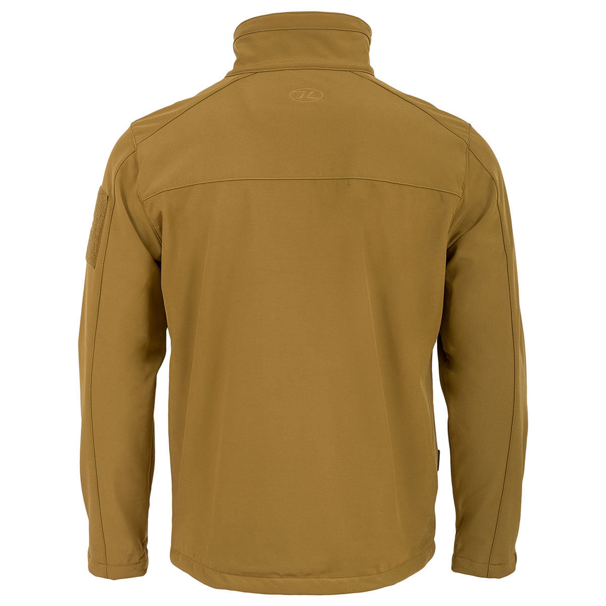 rear of highlander tan odin softshell jacket