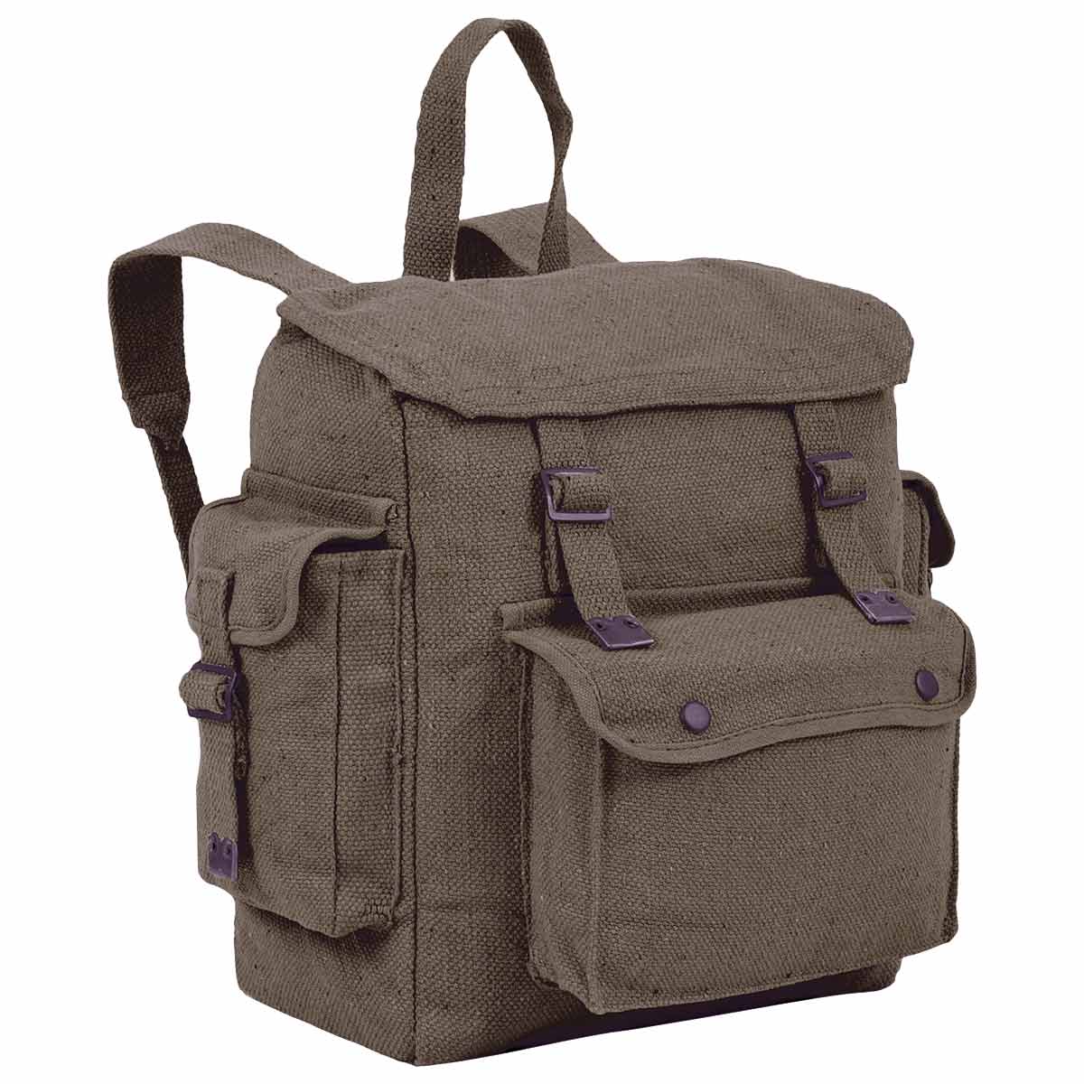 Highlander Olive Canvas Webbing Backpack with Pockets 18L