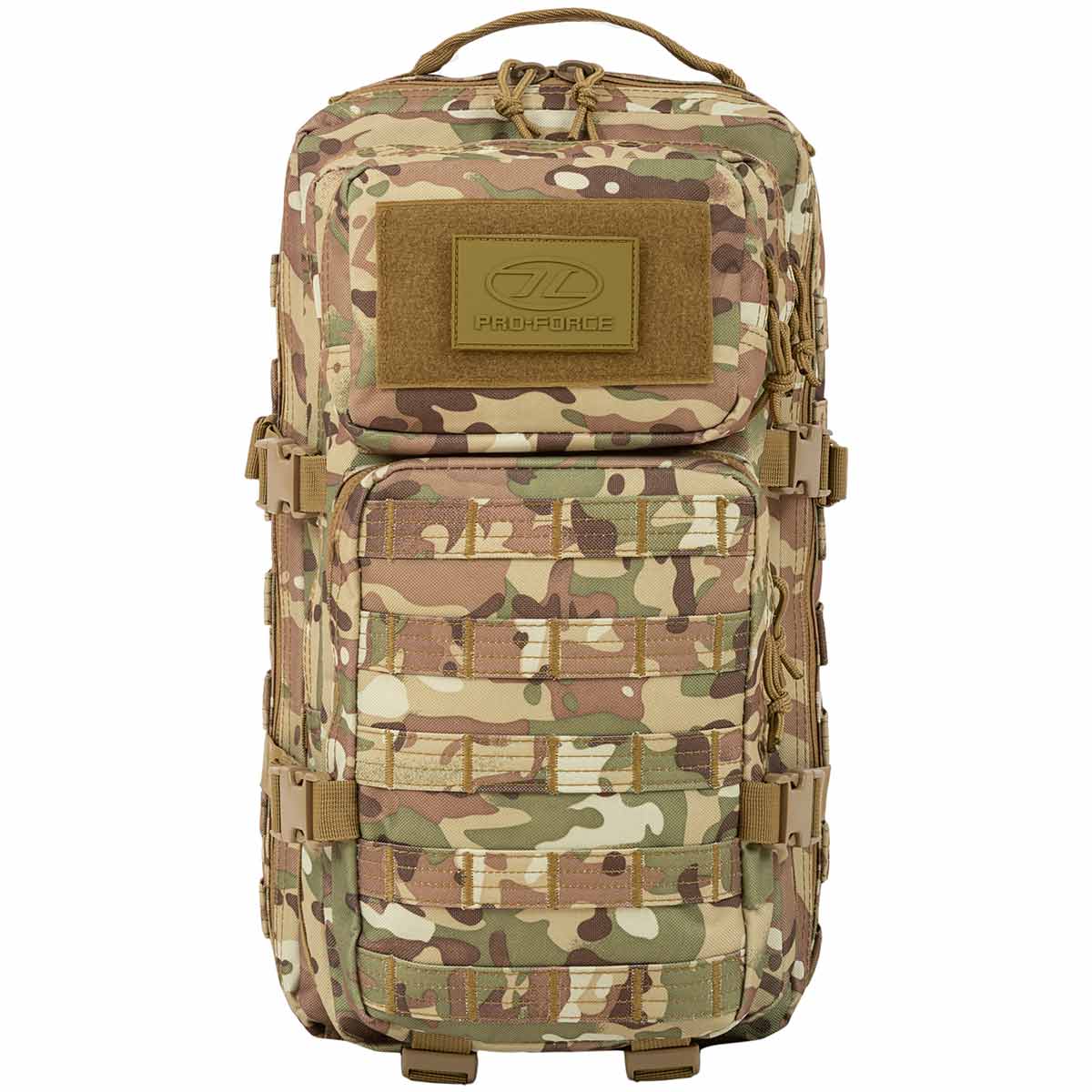 front of highlander recon 28l pack hmtc camo