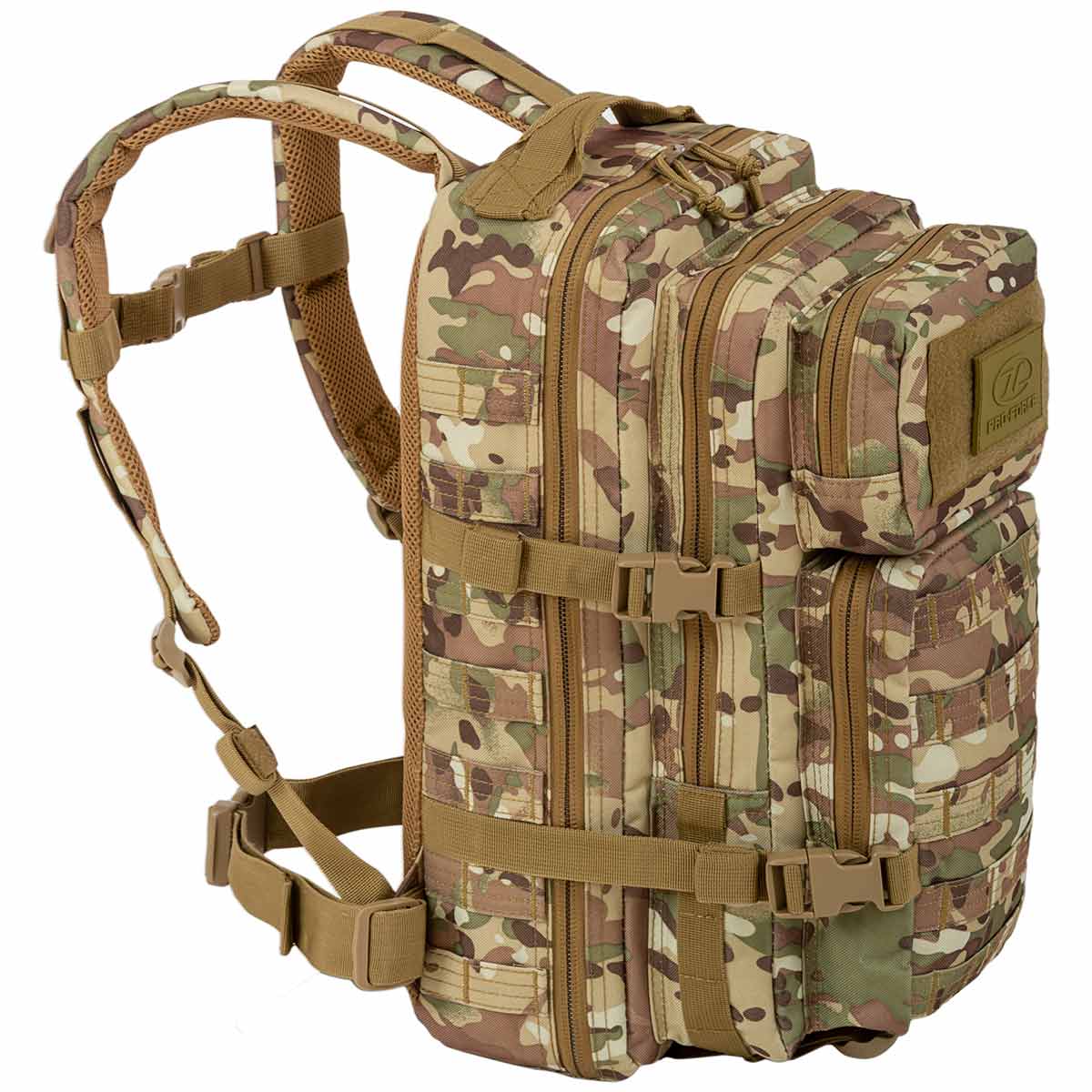 left side of highlander recon 28l pack hmtc camo