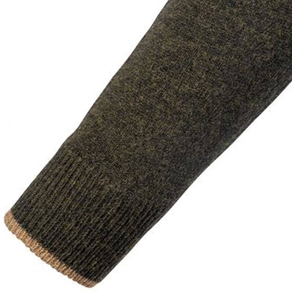 jack pyke ashcombe crewknit jumper ribbed cuff dark olive lambswool