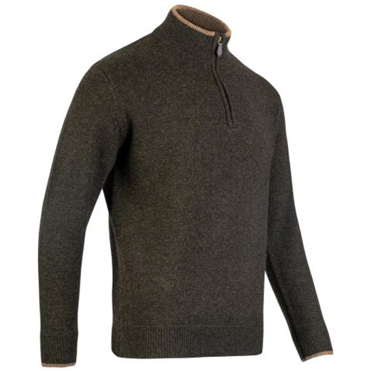 lambswool jack pyke ashcombe zipknit pullover dark olive jumper countryside