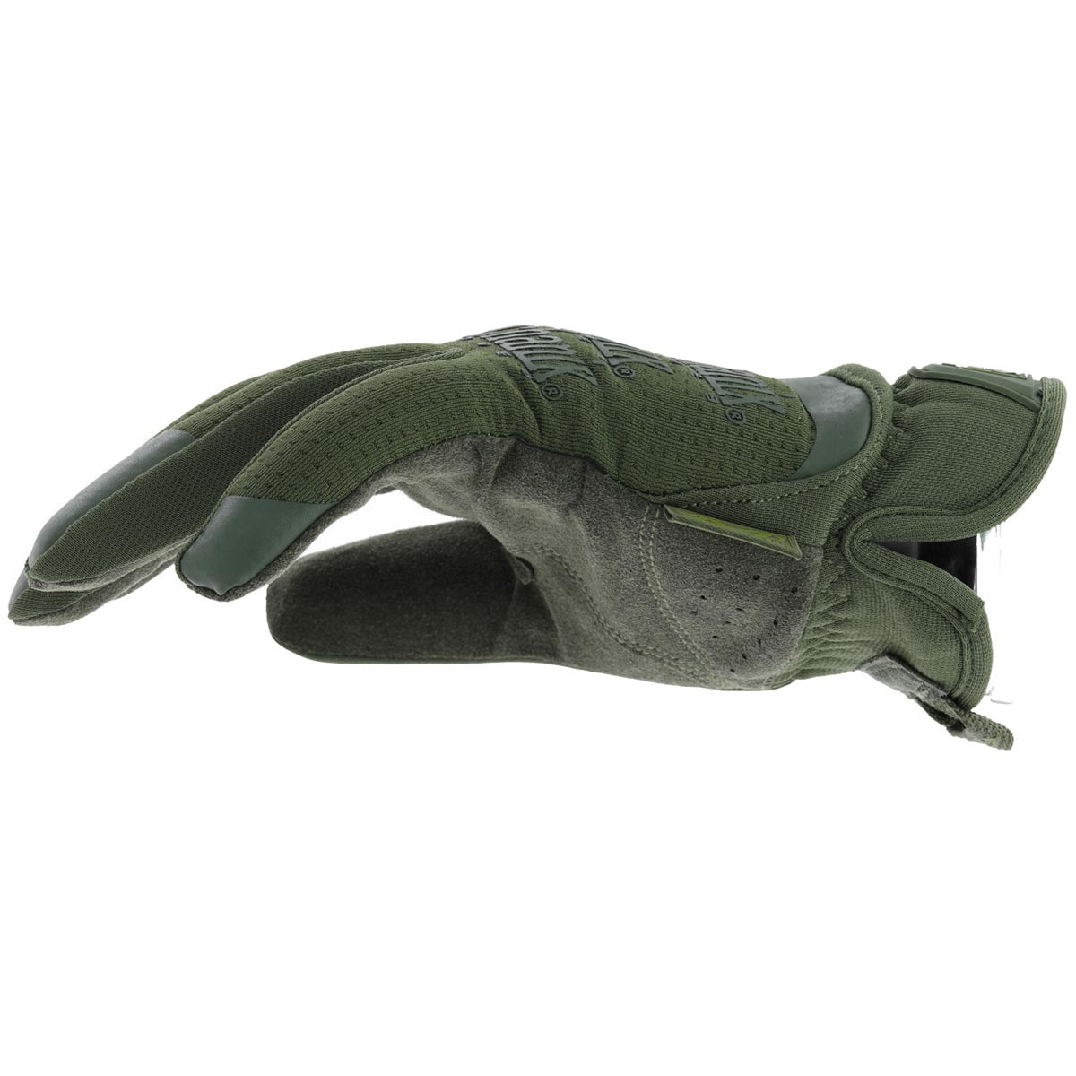 side view of mechanix fastfit glove green