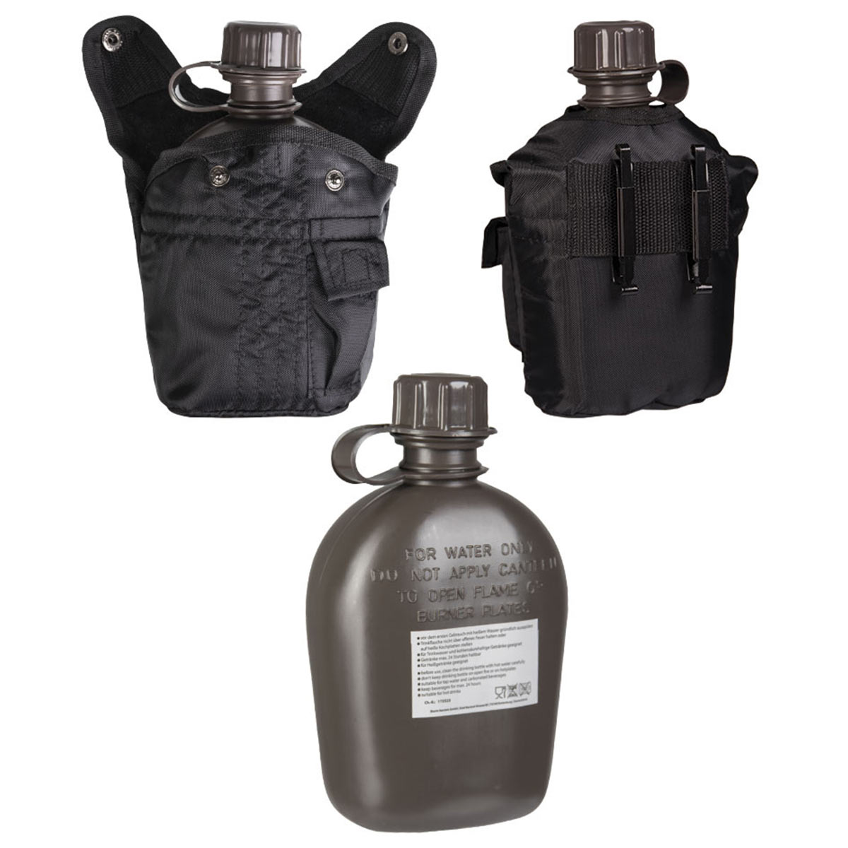 mil-tec us 1l plastic water canteen cover black