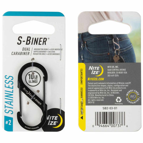 nite ize s biner stainless steel black size 2 10lb