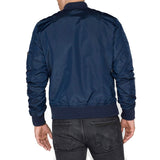 rear of alpha ma1 tt rep blue flight jacket